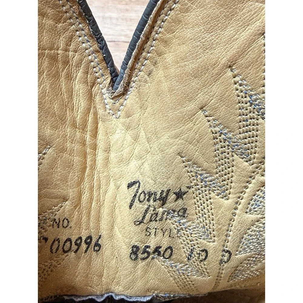 Vintage Tony Lama Exotic Cowboy Boots Mens Sz 10 D Style 8550 Gold Label USA